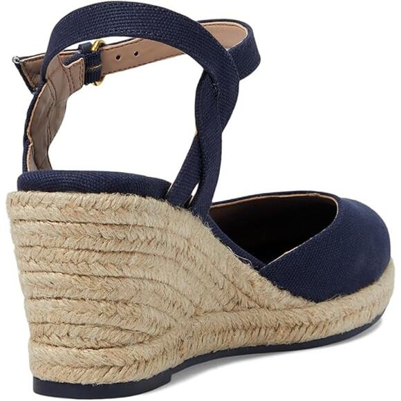 NWT Cole Haan Women's Cloudfeel Espadrille Wedge 80mm ,Navy Blazer Linen-Sz 9 - Picture 6 of 7